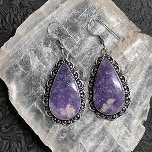 Purple Lepidolite Mica Earrings Stone Crystal Jewelry